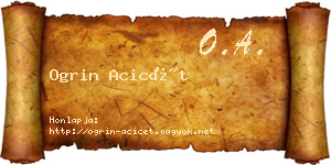 Ogrin Acicét névjegykártya